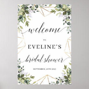 Poster Panneau de bienvenue feuilles d'eucalyptus verdure