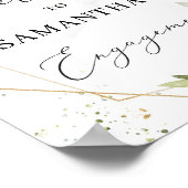 Poster Panneau de bienvenue Fiançailles de cadre vert et (Coin)