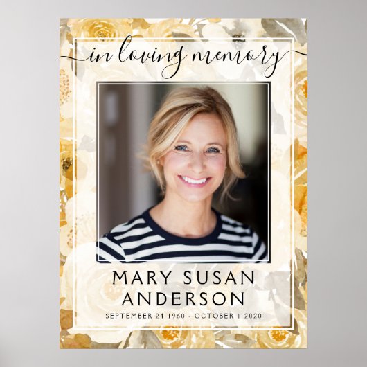 Poster Panneau de bienvenue Fleur Jaune Photo En Mémoire (Devant)