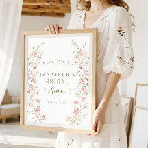 Panneau de Bienvenue Fleurs Rose Fard Bohème pour