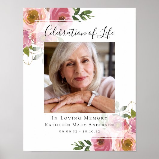 Poster Panneau de bienvenue Fleurs roses Photo en souveni (Devant)