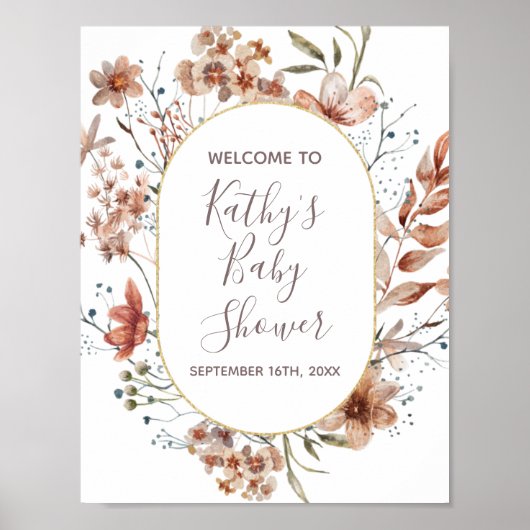 Poster Panneau de bienvenue Fleurs sauvages automnales Aq (Devant)