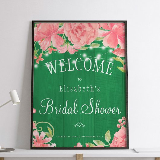 Poster Panneau de bienvenue Floral chic rustique