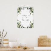 Poster Panneau de Bienvenue Floral de Verdure pour Mariag (Cuisine)