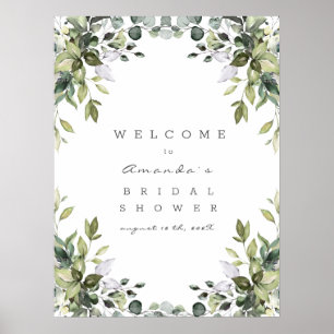 Poster Panneau de Bienvenue Floral de Verdure pour Mariag
