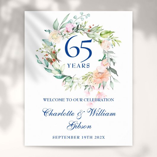 Poster Panneau de bienvenue floral pour les 45 à 65 ans d