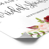 Poster Panneau de bienvenue floral rose blush marsala rus (Coin)