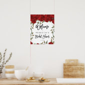 Poster panneau de bienvenue floral roses rouges pour la f (Cuisine)