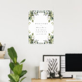 Poster Panneau de bienvenue floral verdure pour la fête d (Bureau à domicile)