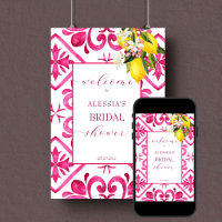 Panneau de bienvenue Fuchsia magenta citron
