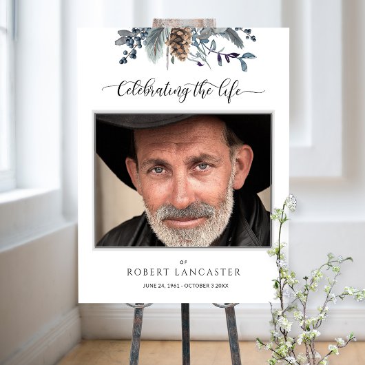 Poster Panneau de bienvenue funéraire au feuillage rustiq