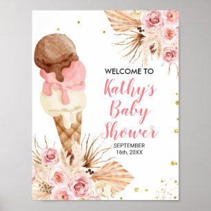 Poster Panneau de Bienvenue Glace Bohème Herbe de Pampas