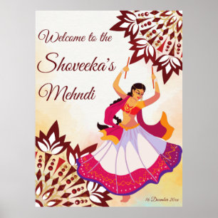 Poster Panneau de bienvenue indien mandala design mehndi