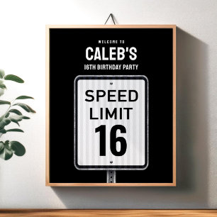 Poster Panneau de bienvenue Limite de vitesse 16 ans