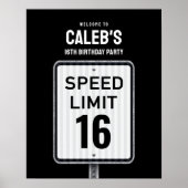 Poster Panneau de bienvenue Limite de vitesse 16 ans (Devant)