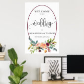 Poster Panneau de bienvenue mariage à fleurs marigold (Bureau à domicile)