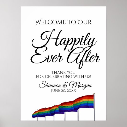 Poster Panneau de bienvenue Mariage Arc-en-ciel Fierté Ga (Devant)
