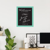 Poster Panneau de bienvenue mariage blanc sur bordure per (Bureau à domicile)