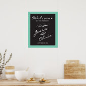 Poster Panneau de bienvenue mariage blanc sur bordure per (Cuisine)