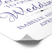 Poster Panneau de bienvenue Mariage bleu violet (Coin)