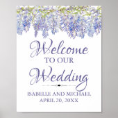 Poster Panneau de bienvenue Mariage bleu violet (Devant)