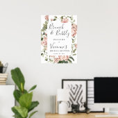 Poster Panneau de bienvenue mariage bulleuse floral rose  (Bureau à domicile)