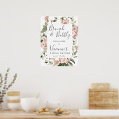 Poster Panneau de bienvenue mariage bulleuse floral rose  (Cuisine)
