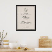 Poster Panneau de bienvenue Mariage Classique Monogramme (Cuisine)