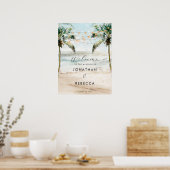 Poster panneau de bienvenue mariage de plage palmiers tro (Cuisine)