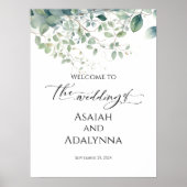 Poster Panneau de bienvenue mariage & élégante aquarelle  (Devant)