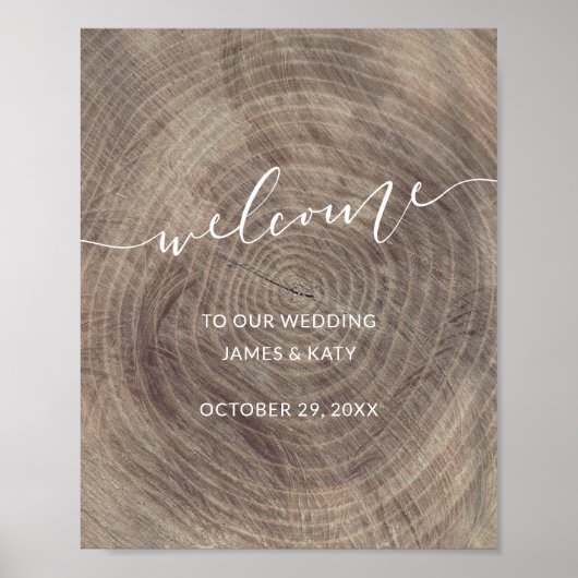 Poster Panneau de bienvenue mariage en bois rustique | po (Devant)