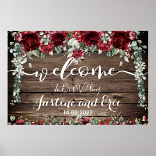 Poster Panneau de bienvenue Mariage Épiphanie Pivoine Rou