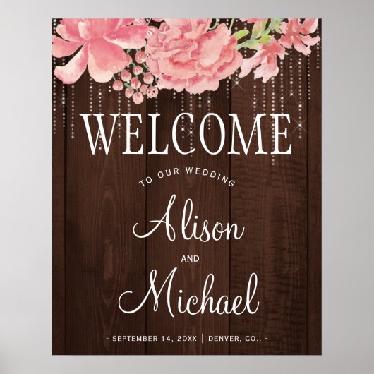 Poster Panneau de bienvenue mariage floral (Devant)