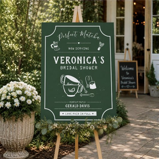 Poster Panneau de Bienvenue Mariage Thème Matcha Parfait