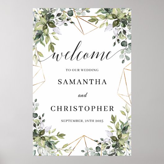 Poster Panneau de bienvenue mariage verdoyant (Devant)