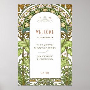 Poster Panneau de bienvenue Mariage Vintage Art Nouveau p