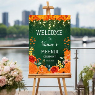 Poster panneau de bienvenue mehndi, panneau de mariage in