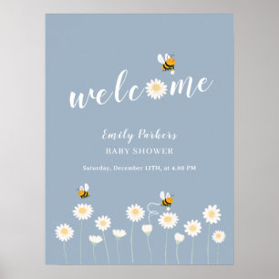Poster Panneau de bienvenue Minimaliste Daisy Bloom Baby