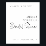 Poster Panneau de bienvenue minimaliste pour une fête de<br><div class="desc">Un panneau de bienvenue simple et élégant sera parfait pour une fête de mariage. Le panneau peut être personnalisé avec le nom de la future mariée, la date et le lieu de l'événement ou tout autre détail. Vous pouvez également changer la police et les couleurs de fond.</div>