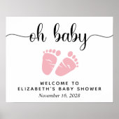 Poster Panneau de bienvenue Oh Baby Pink Feet Baby Shower (Devant)