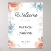 Poster Panneau de bienvenue Orange dustyle bleu mariage f (Devant)