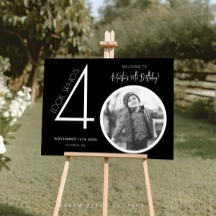 Poster Panneau de bienvenue photo moderne noir 40e annive