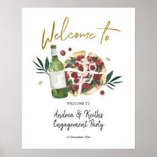 Poster Panneau de bienvenue Pizza et Bière Le couple parf