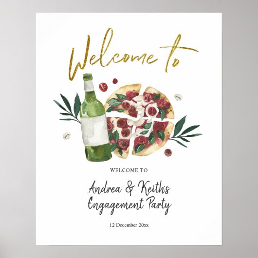 Poster Panneau de bienvenue Pizza et Bière Le couple parf (Devant)