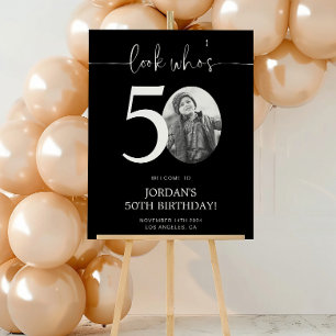 Poster Panneau de bienvenue pour 50e anniversaire noir   