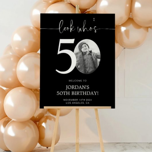 Poster Panneau de bienvenue pour 50e anniversaire noir |