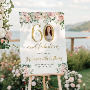 Poster Panneau de bienvenue pour 60e anniversaire Fleurs