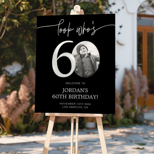 Poster Panneau de bienvenue pour 60e anniversaire noir |