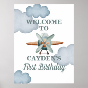 Poster Panneau de bienvenue pour anniversaire d'avion Tem