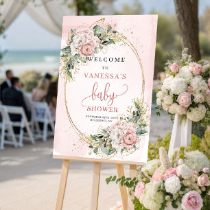 Poster Panneau de bienvenue pour Baby Shower Adorable Ros